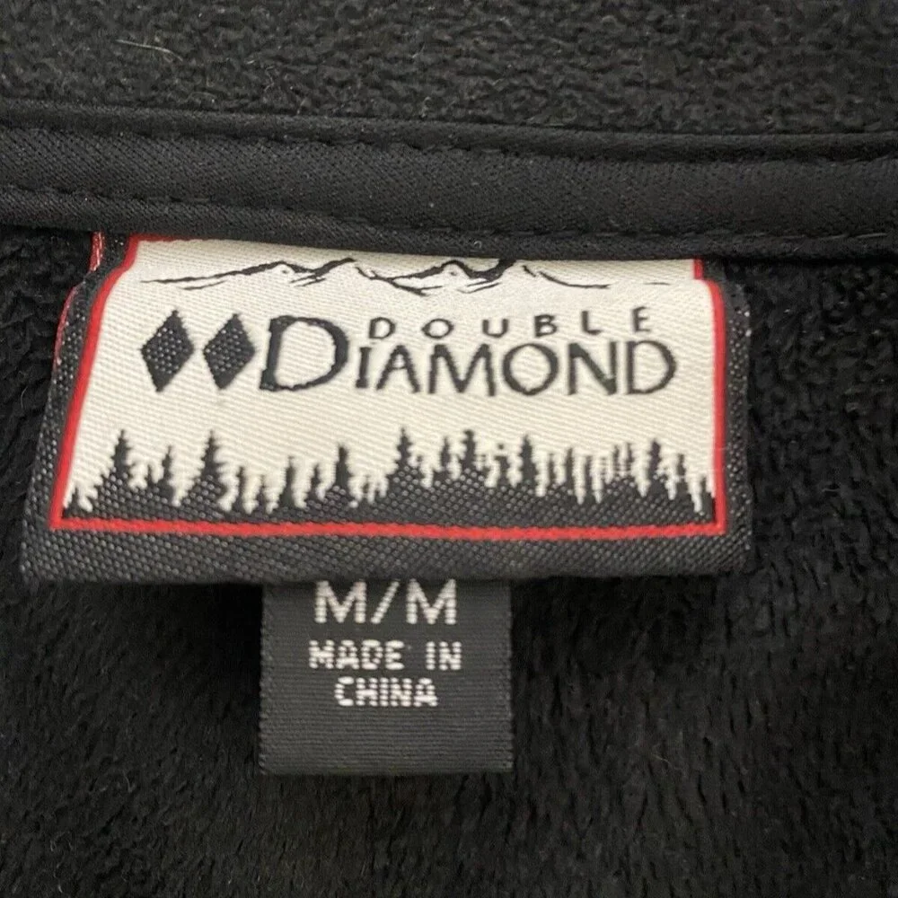 Double Diamond Womens Soft Shell Jacket Size M Black Embossed Fleece Lined - Picture 7 of 9